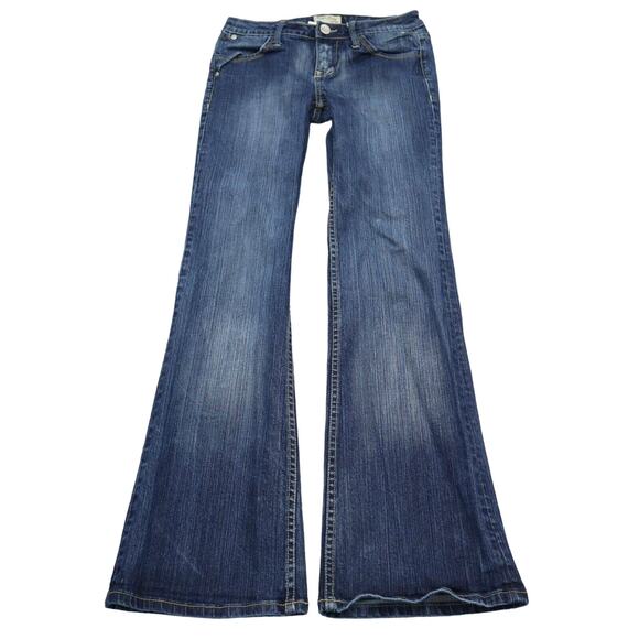 Virgin Only Pants Womens 5 Blue Flared Low Rise Rhinestone Pocket Denim Jeans - Picture 1 of 16
